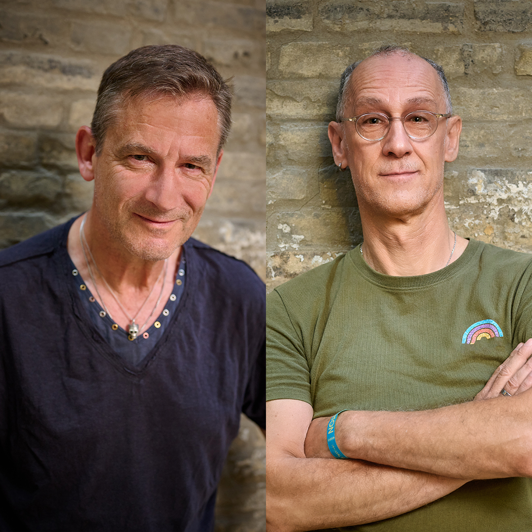 Collage aus zwei Frab-Portraits der Schauspieler René Rollin und Reiner Schleberger
